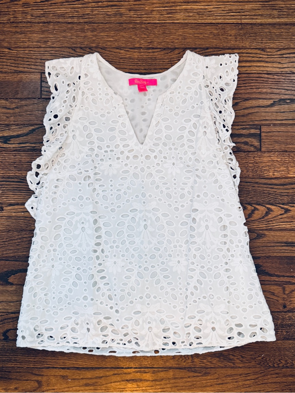 Lilly Pulitzer White Eyelet V‑Neck Blouse